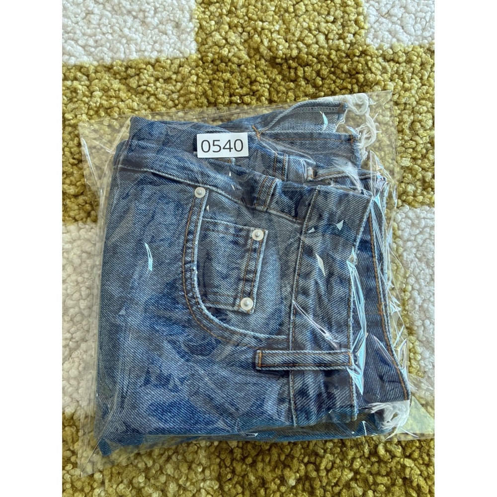 Princess Polly High Waisted Distressed Denim Shorts Medium Wash Blue Size 4 US - Picture 7 of 7